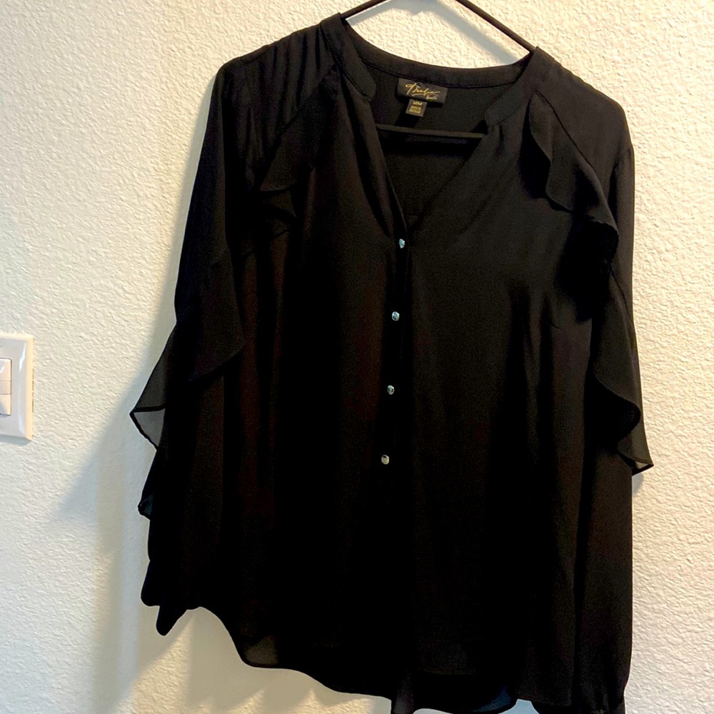 Women black sheer blouse